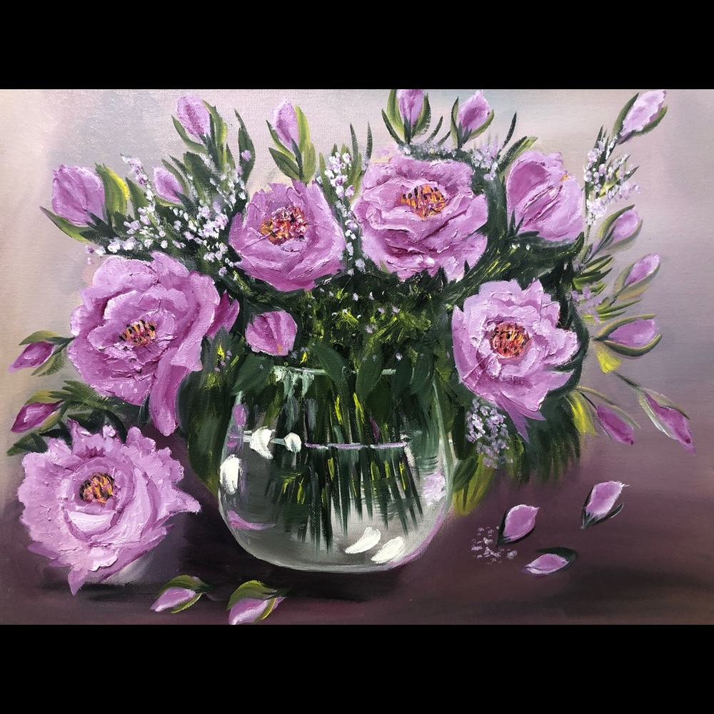 New Flowers Oil Panting by me Size 16x20 inches 2021